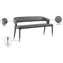 Meridian Destiny Grey Vegan Leather Bench IMAGE 8