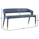 Meridian Destiny Navy Vegan Leather Bench IMAGE 7