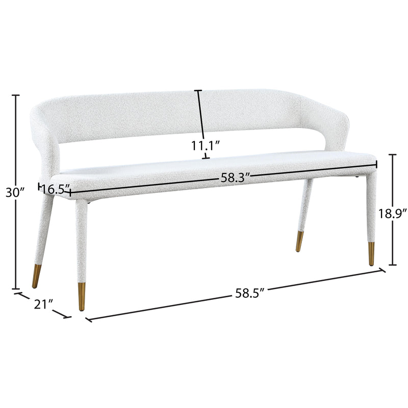 Meridian Destiny Cream Boucle Fabric Bench IMAGE 7