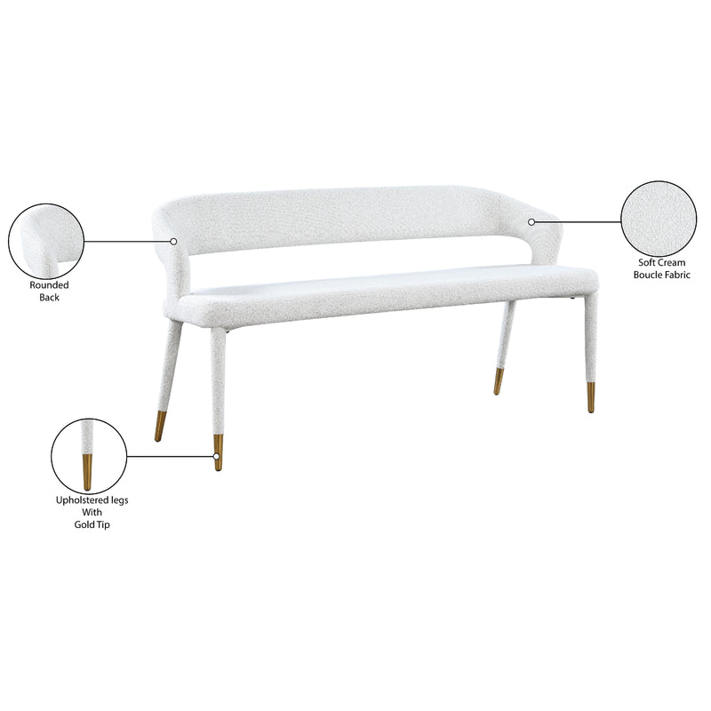 Meridian Destiny Cream Boucle Fabric Bench IMAGE 8