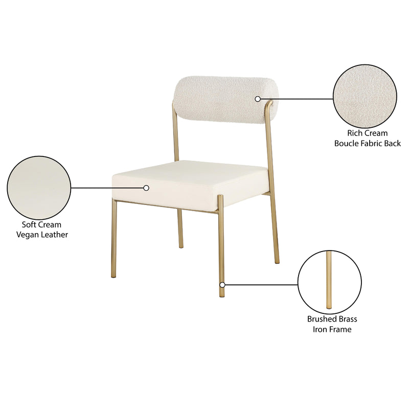 Meridian Carly Cream Vegan Leather Seat / Boucle Fabric Back Dining Chair IMAGE 8