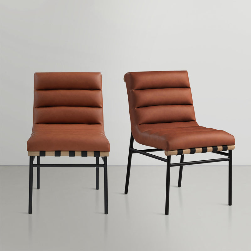 Meridian Burke Cognac Vegan Leather Dining Chair IMAGE 2