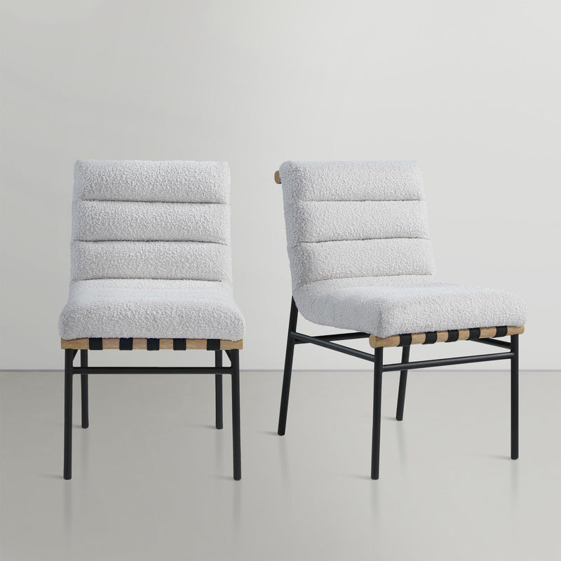 Meridian Burke Cream Boucle Fabric Dining Chair IMAGE 2