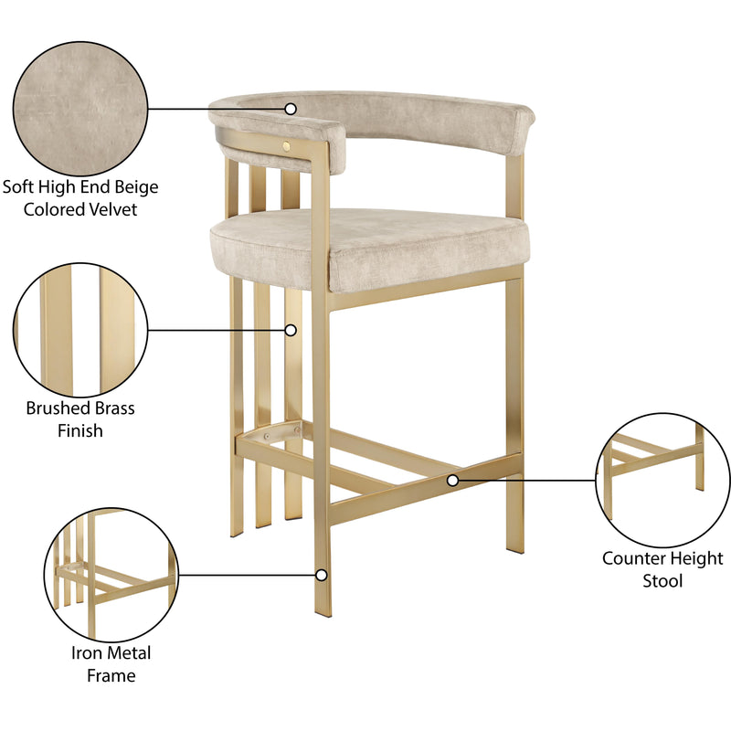 Meridian Marcello Beige Velvet Counter Stool IMAGE 8
