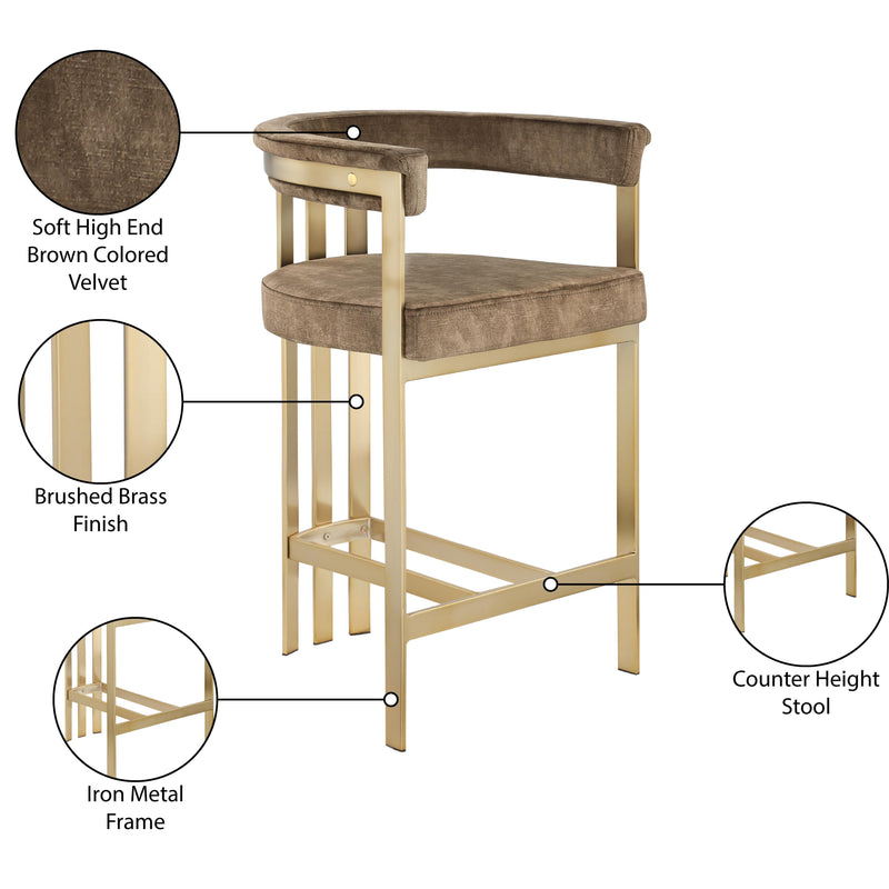 Meridian Marcello Brown Velvet Counter Stool IMAGE 8