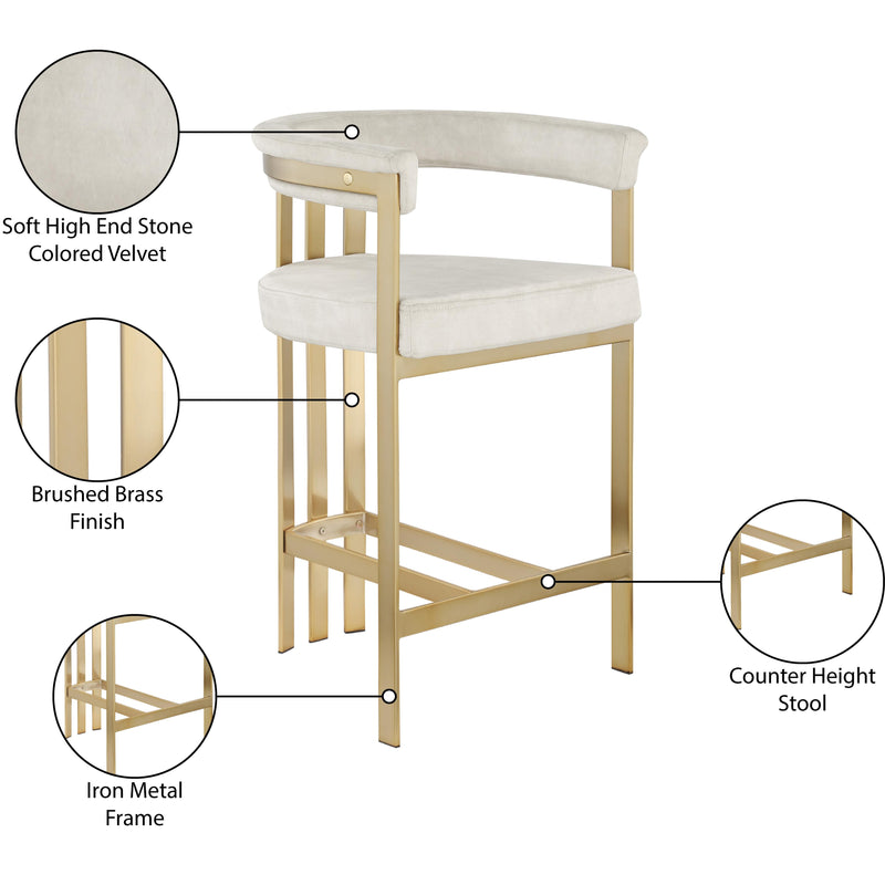 Meridian Marcello Stone Colored Velvet Counter Stool IMAGE 8