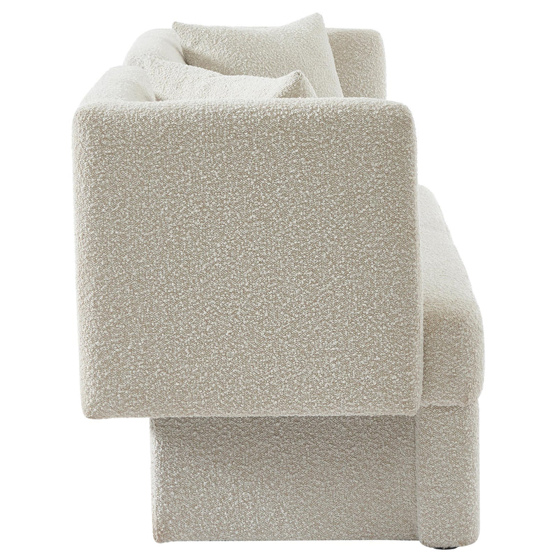 Meridian Marcel Cream Boucle Fabric Loveseat IMAGE 4