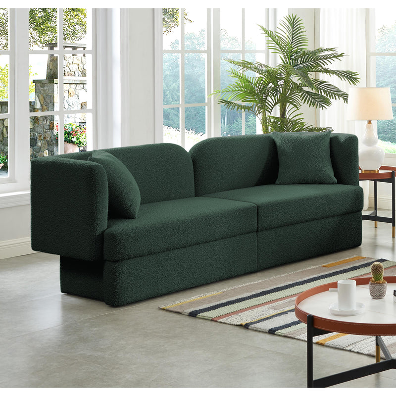 Meridian Marcel Green Boucle Fabric Sofa IMAGE 2