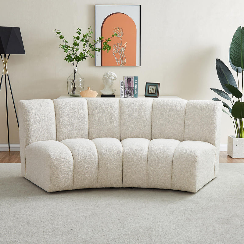 Meridian Infinity Cream Boucle Fabric 2 pc Modular Sectional IMAGE 2