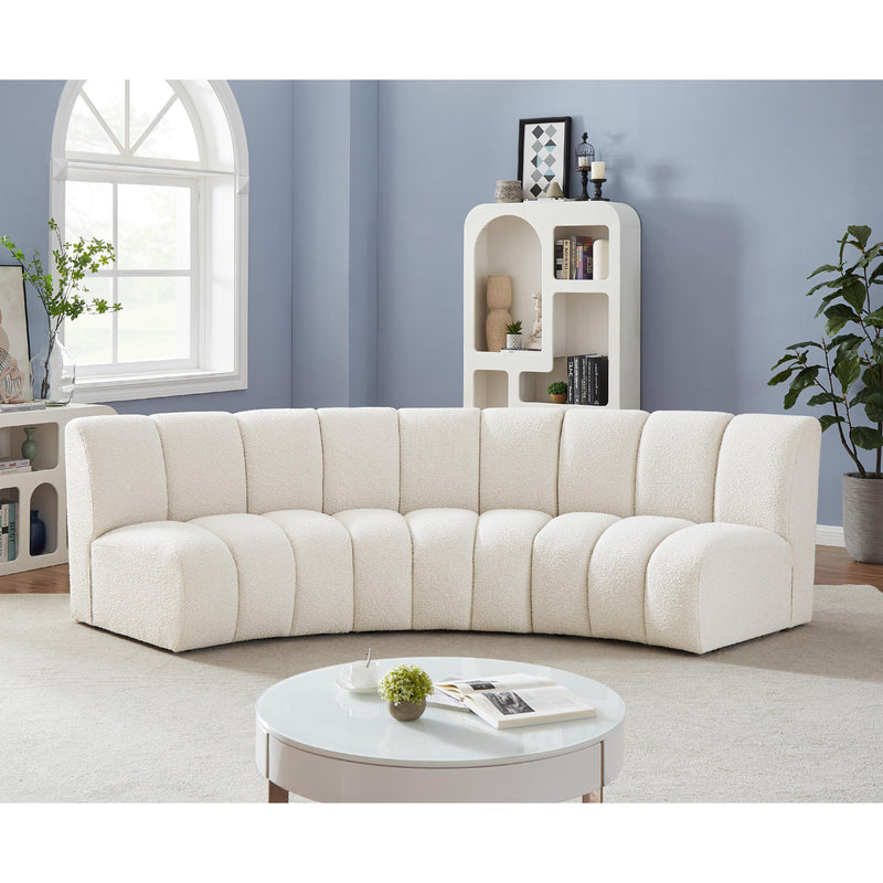 Meridian Infinity Cream Boucle Fabric 3 pc Modular Sectional IMAGE 2