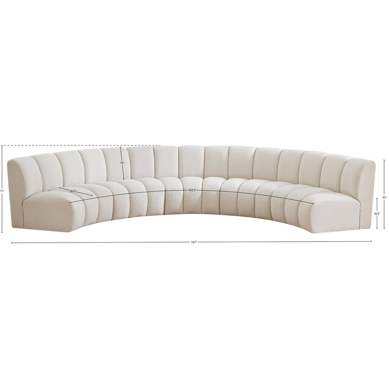 Meridian Infinity Cream Boucle Fabric 5 pc Modular Sectional IMAGE 11