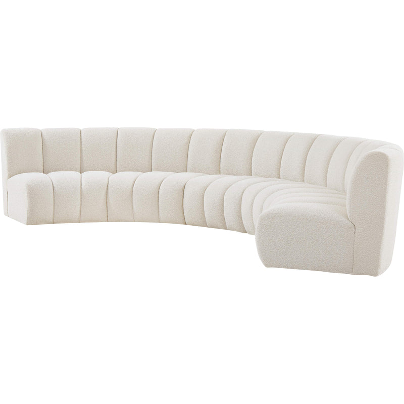 Meridian Infinity Cream Boucle Fabric 5 pc Modular Sectional IMAGE 3