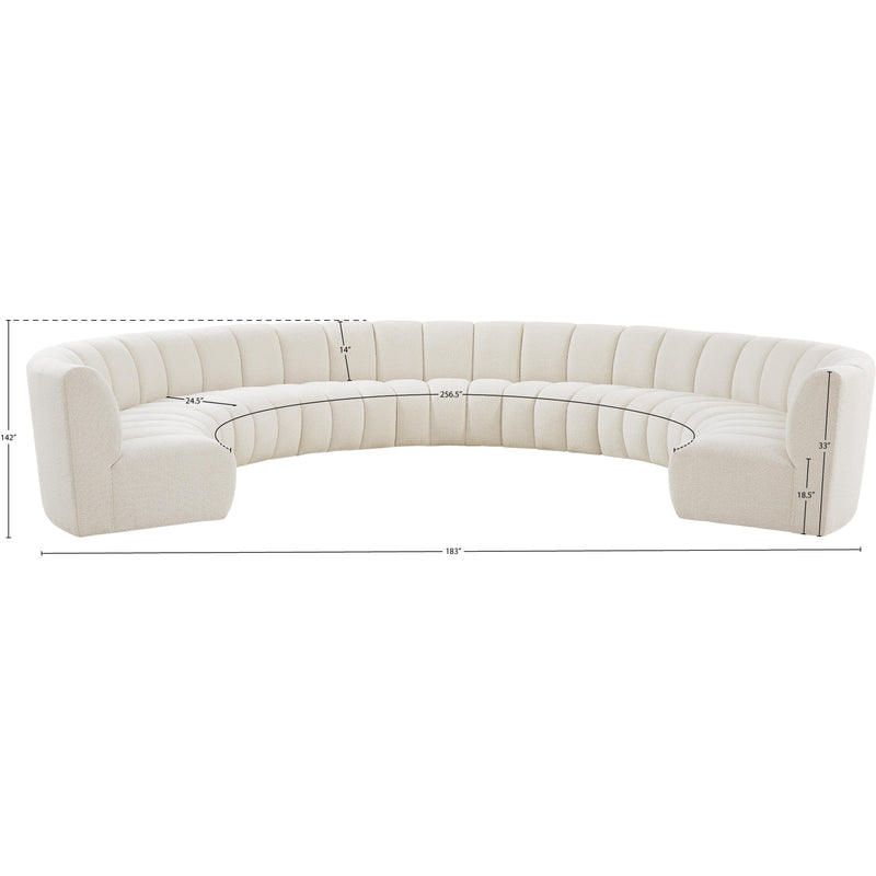 Meridian Infinity Cream Boucle Fabric 9 pc Modular Sectional IMAGE 11