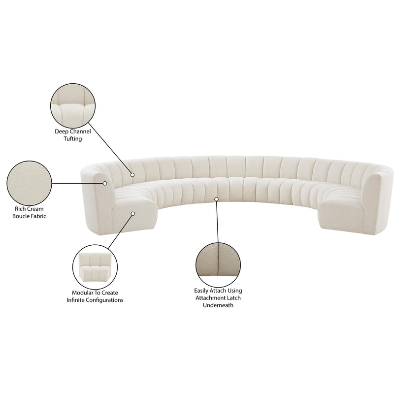 Meridian Infinity Cream Boucle Fabric 9 pc Modular Sectional IMAGE 12