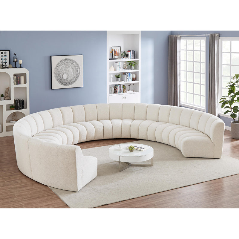 Meridian Infinity Cream Boucle Fabric 9 pc Modular Sectional IMAGE 2
