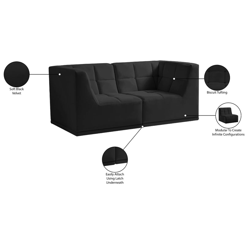 Meridian Relax Black Velvet Modular Sofa IMAGE 11
