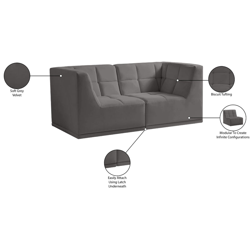Meridian Relax Grey Velvet Modular Sofa IMAGE 11
