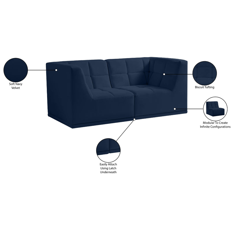 Meridian Relax Navy Velvet Modular Sofa IMAGE 11
