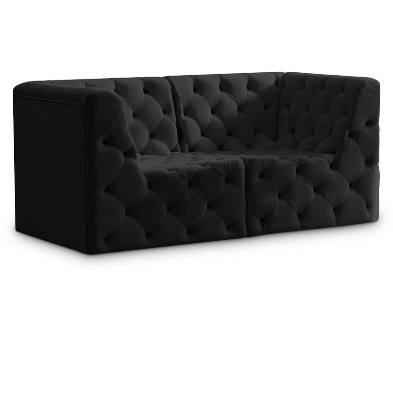 Meridian Tuft Black Velvet Modular Sofa IMAGE 1