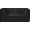 Meridian Tuft Black Velvet Modular Sofa IMAGE 5
