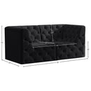 Meridian Tuft Black Velvet Modular Sofa IMAGE 8