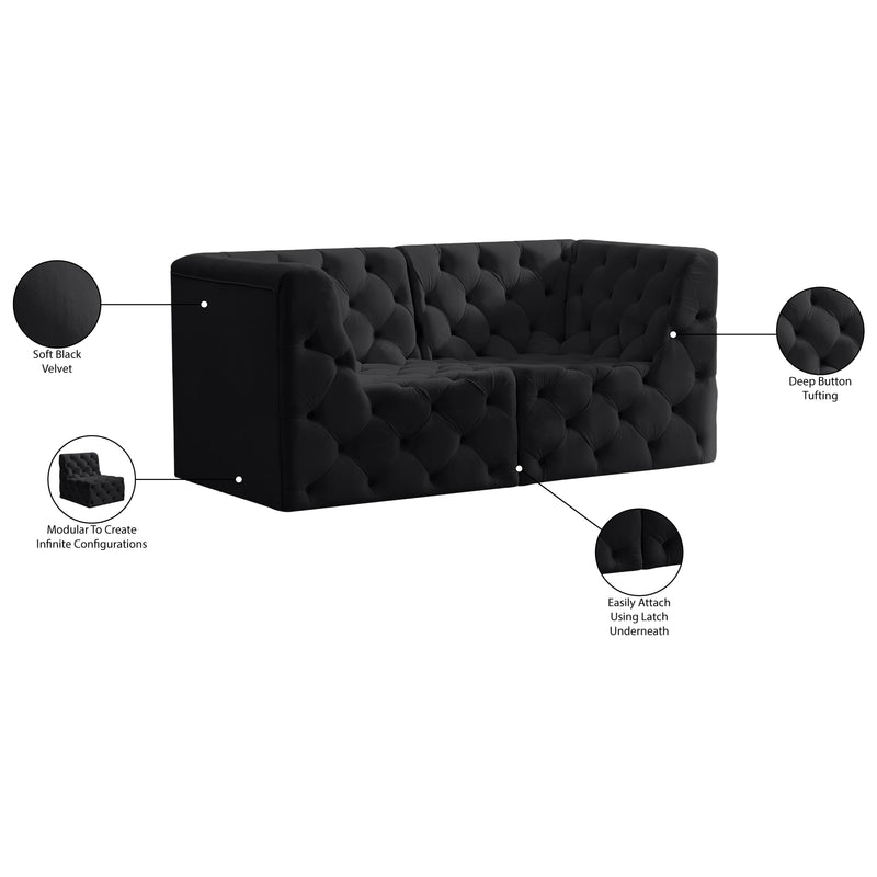 Meridian Tuft Black Velvet Modular Sofa IMAGE 9
