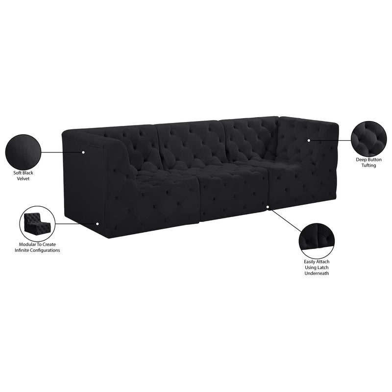 Meridian Tuft Black Velvet Modular Sofa IMAGE 10
