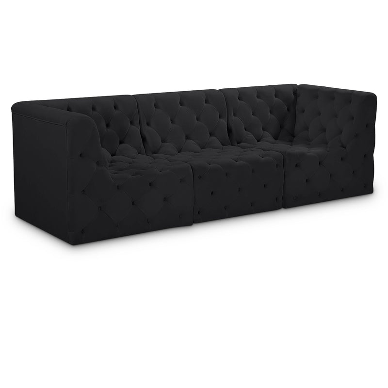 Meridian Tuft Black Velvet Modular Sofa IMAGE 1