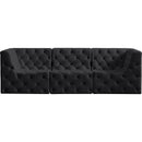 Meridian Tuft Black Velvet Modular Sofa IMAGE 6