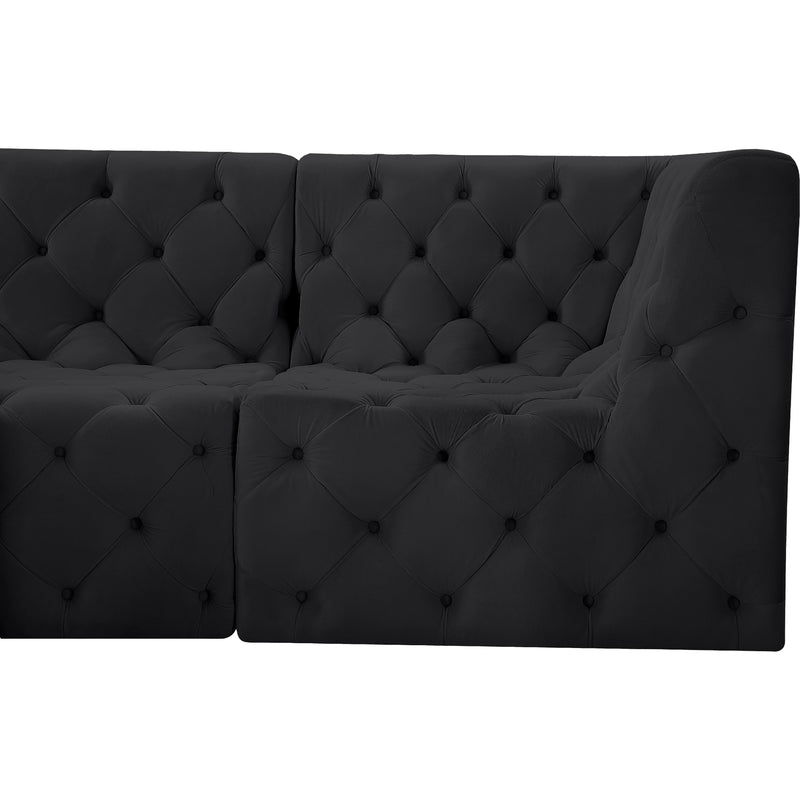 Meridian Tuft Black Velvet Modular Sofa IMAGE 8
