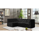 Meridian Tuft Black Velvet Modular Sectional IMAGE 4