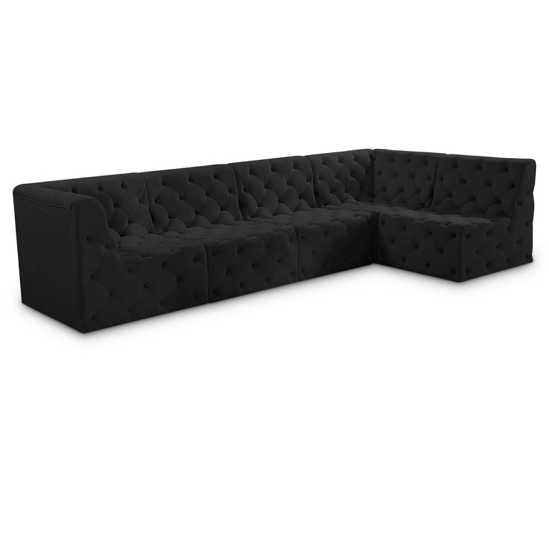 Meridian Tuft Black Velvet Modular Sectional IMAGE 1