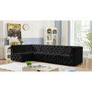 Meridian Tuft Black Velvet Modular Sectional IMAGE 4