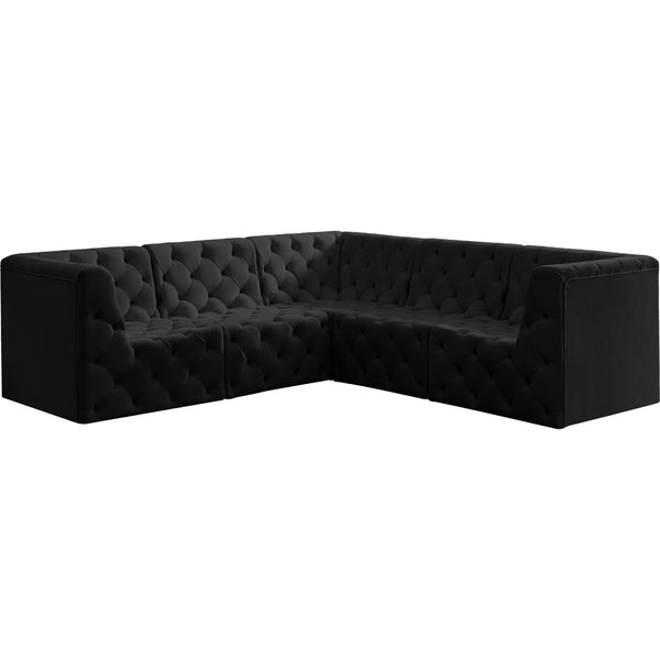 Meridian Tuft Black Velvet Modular Sectional IMAGE 1
