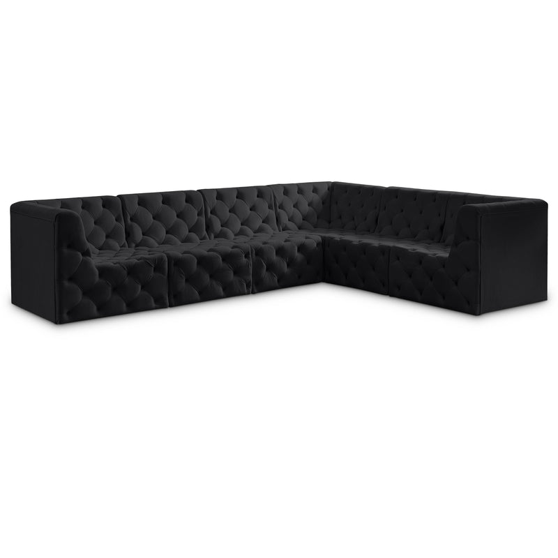 Meridian Tuft Black Velvet Modular Sectional IMAGE 1