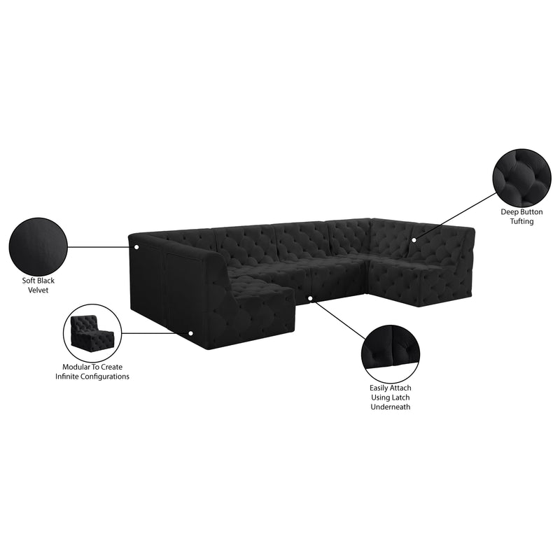 Meridian Tuft Black Velvet Modular Sectional IMAGE 16