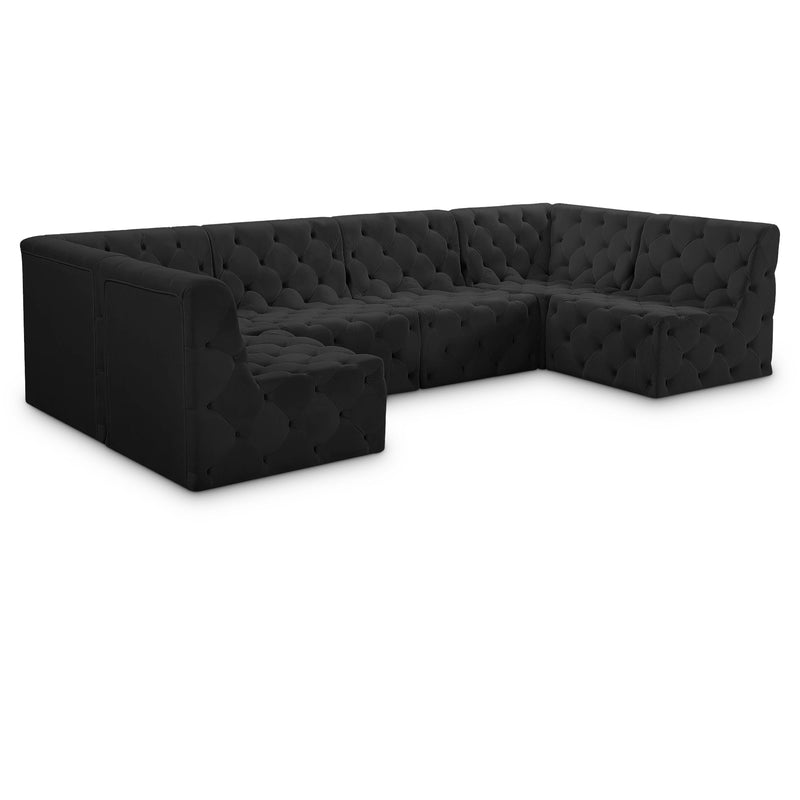 Meridian Tuft Black Velvet Modular Sectional IMAGE 1