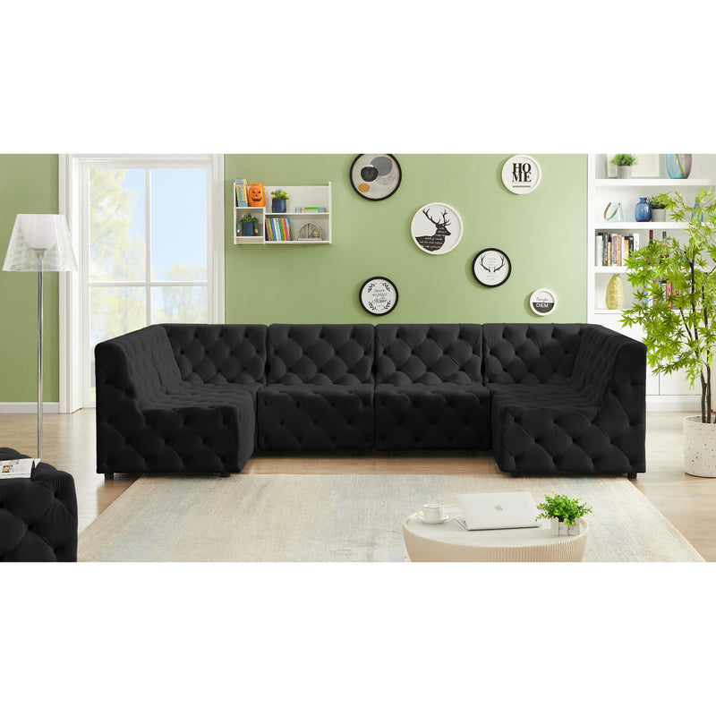 Meridian Tuft Black Velvet Modular Sectional IMAGE 2