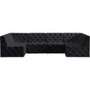 Meridian Tuft Black Velvet Modular Sectional IMAGE 4