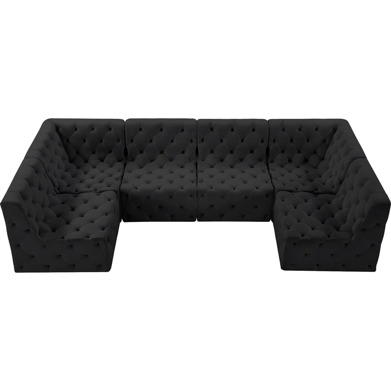 Meridian Tuft Black Velvet Modular Sectional IMAGE 5