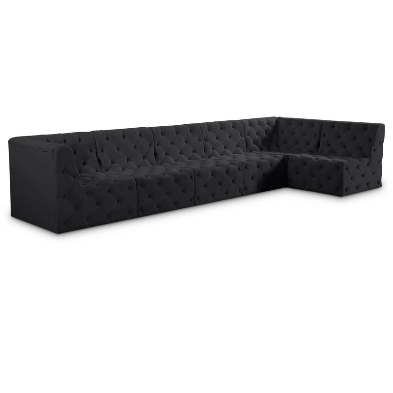 Meridian Tuft Black Velvet Modular Sectional IMAGE 1