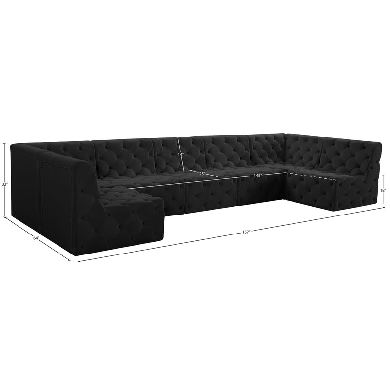 Meridian Tuft Black Velvet Modular Sectional IMAGE 15