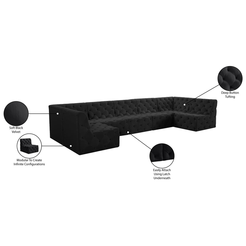 Meridian Tuft Black Velvet Modular Sectional IMAGE 16