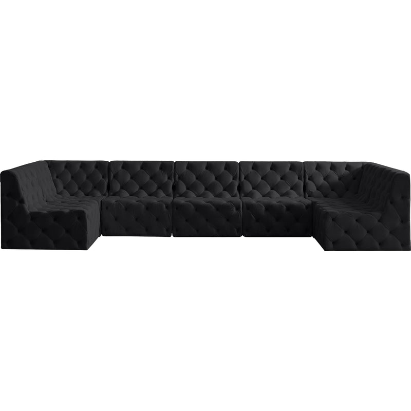 Meridian Tuft Black Velvet Modular Sectional IMAGE 4