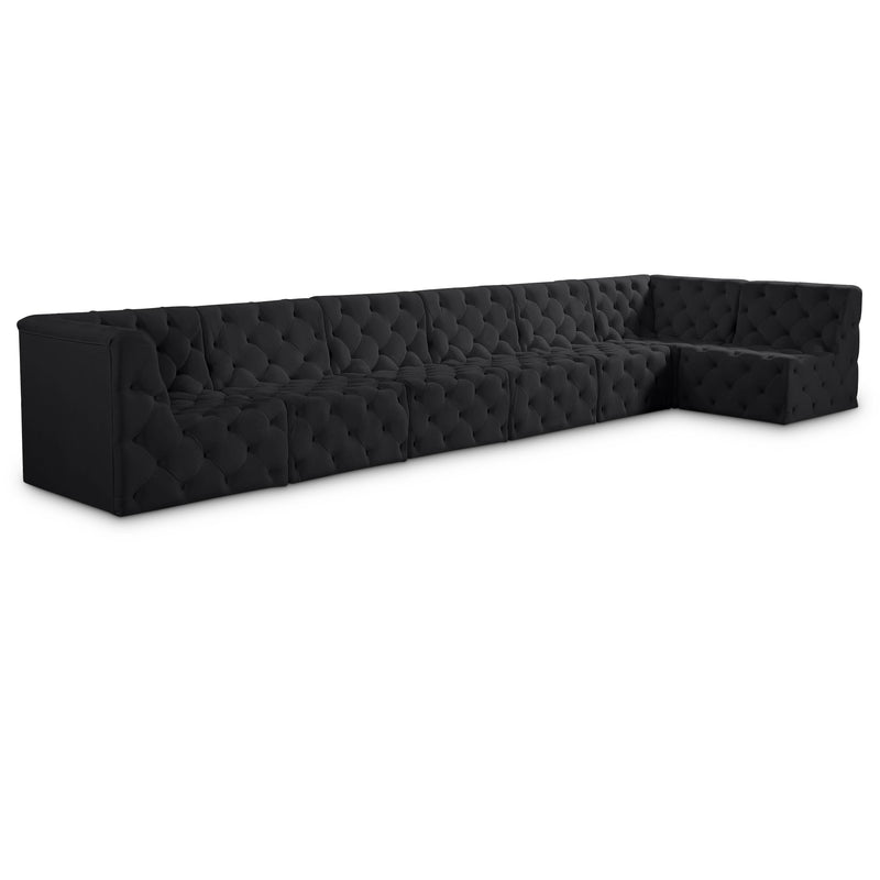 Meridian Tuft Black Velvet Modular Sectional IMAGE 1