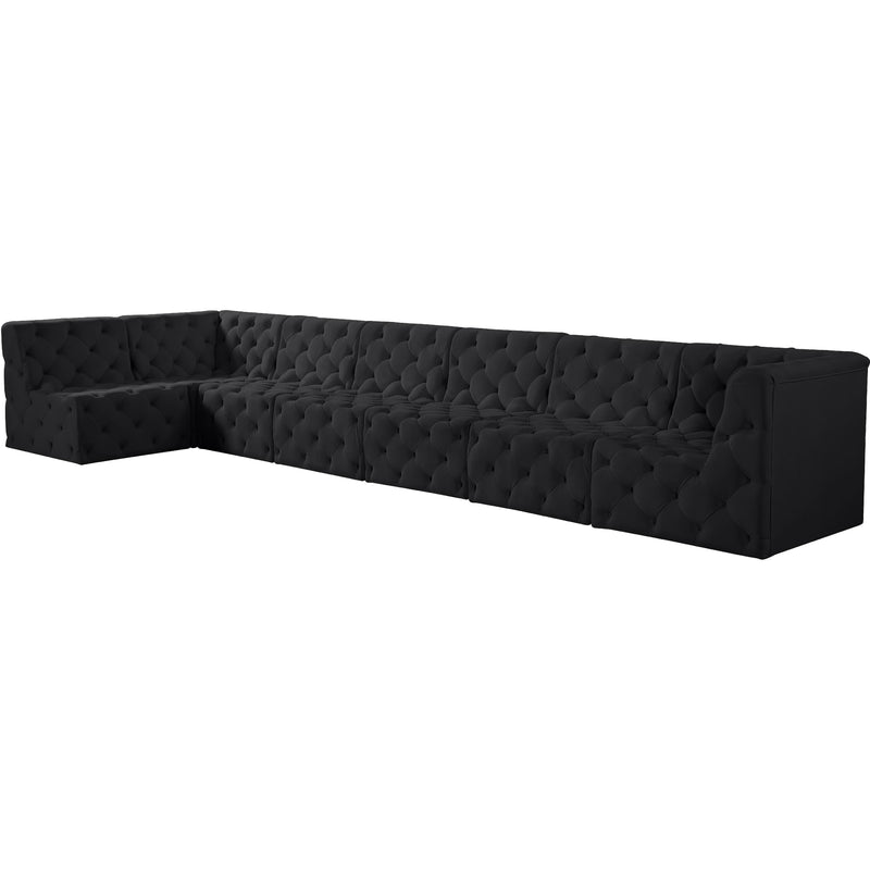 Meridian Tuft Black Velvet Modular Sectional IMAGE 2