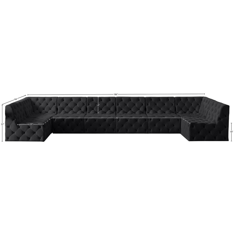 Meridian Tuft Black Velvet Modular Sectional IMAGE 14