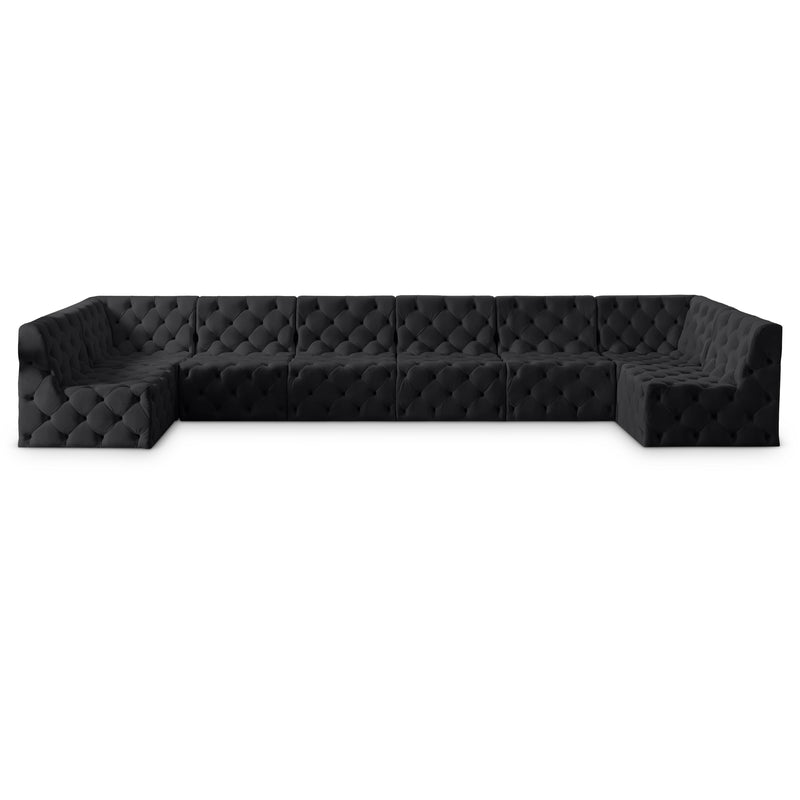 Meridian Tuft Black Velvet Modular Sectional IMAGE 1
