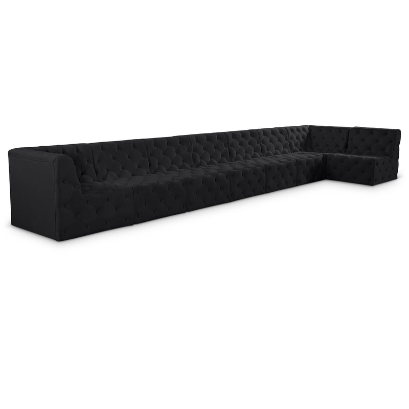 Meridian Tuft Black Velvet Modular Sectional IMAGE 1