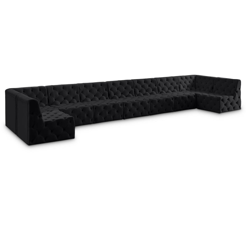 Meridian Tuft Black Velvet Modular Sectional IMAGE 1